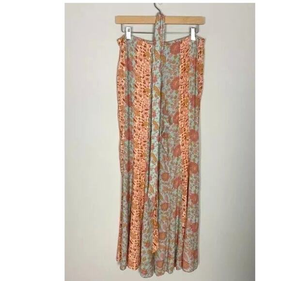 New Free People Bali Sultry Boho Flare Pants $128 Large Chartreuse Floral - Picture 3 of 5